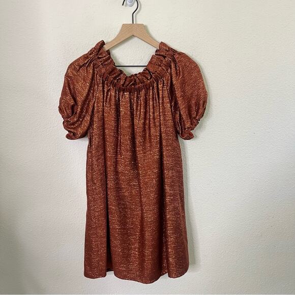 Sezane Editions Metallic Off Shoulder Mini Shift Dress Size 34 / US XS - Picture 8 of 10